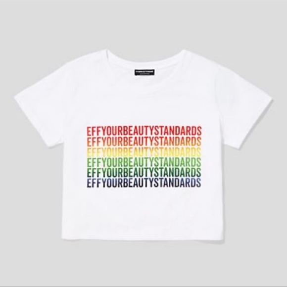 Fashion To Figure “EFFY Your Beauty Standards” White Cropped Tee Size 1X - Picture 11 of 14